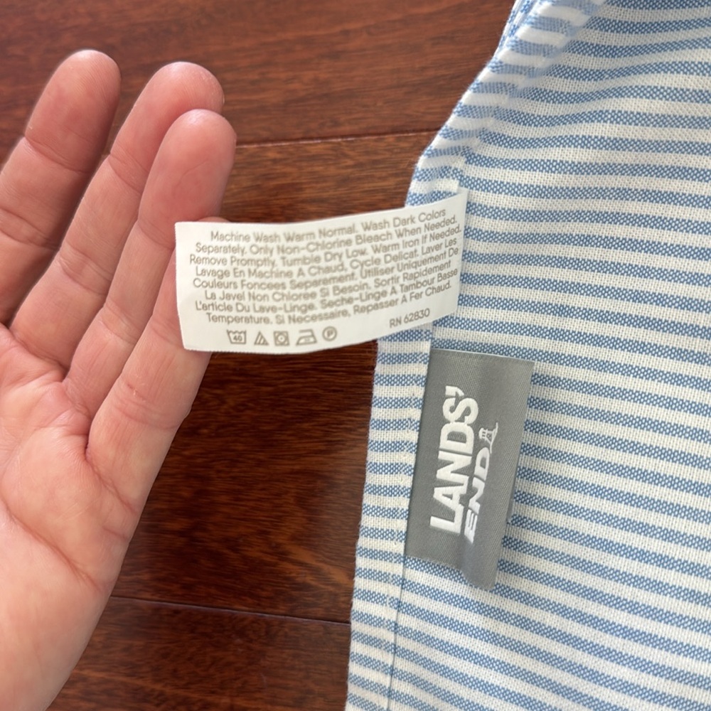 Lands' End King Oxford Cloth Cotton Flat Sheet - Picture 4 of 4